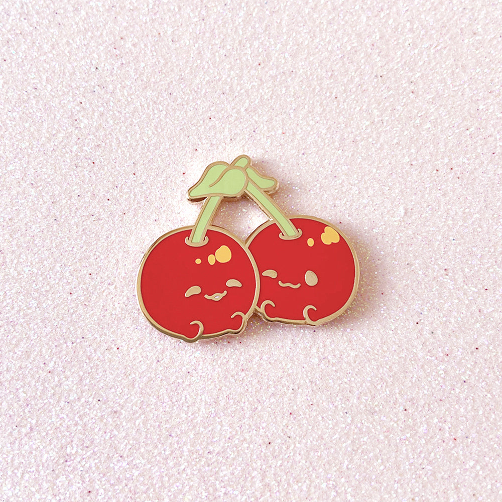 Red Cherry Enamel Keyring/keychain // Fruit, Cherries, Fruity, Illustration  Key ring/chain // Secret Santa Gift // Punky Pins